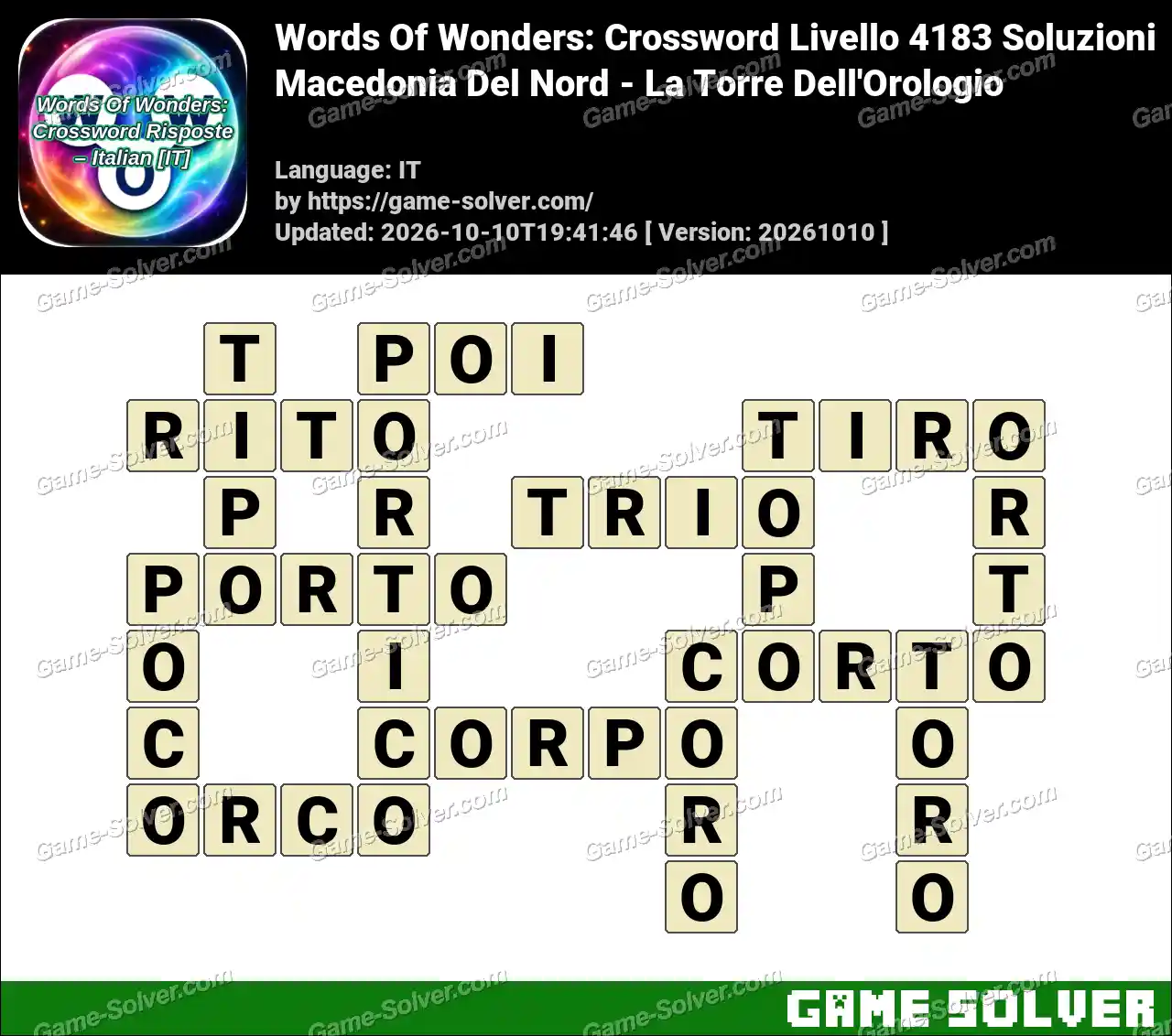 Words Of Wonders: Crossword Livello 4183 Soluzioni – Macedonia Del Nord – La Torre Dell’Orologio